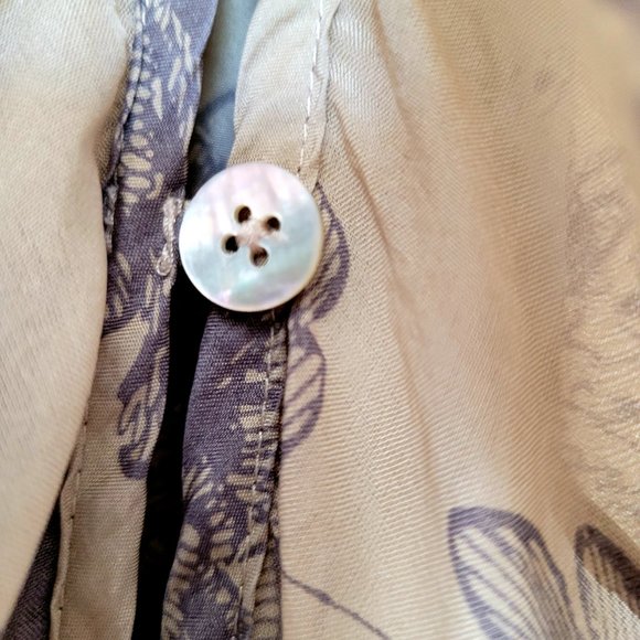 Cabi Women's Luxurious Blouse  Gold & Purple Floral (Bronze) 100% Silk Small - Picture 6 of 10